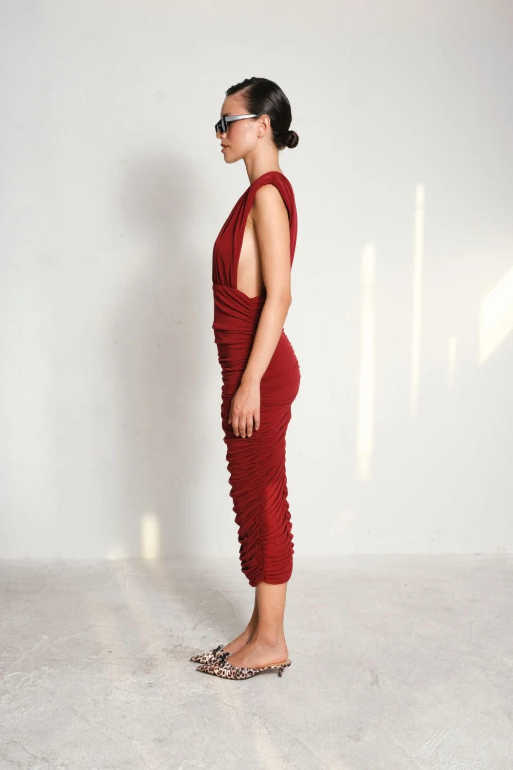 Manshet-Elodie Dekolteli Midi Elbise-Elbise-2-fleurdirect.live