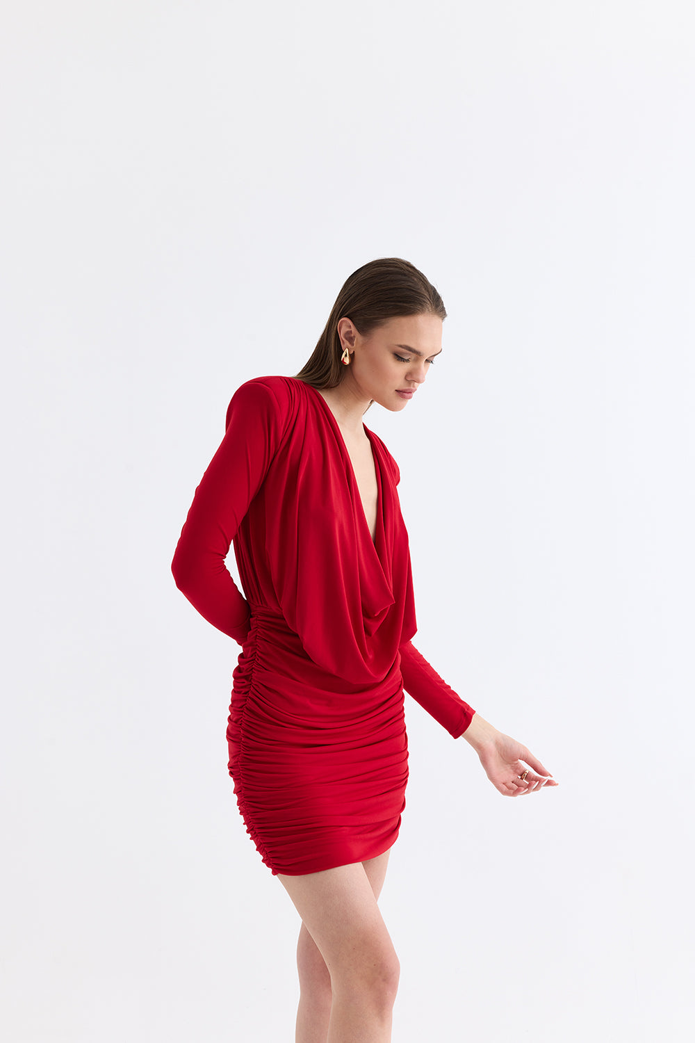Manshet-The Scarlet / Degaye Yaka Mini Elbise-Elbise-1-fleurdirect.live