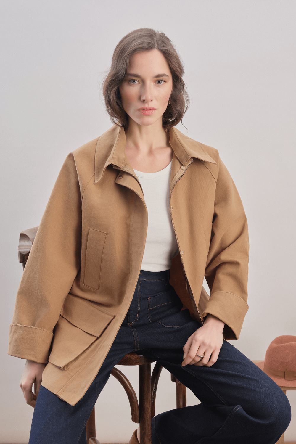 Mavlo-Urban Mumlu Kanvas Ceket / Camel-Ceket-3-fleurdirect.live