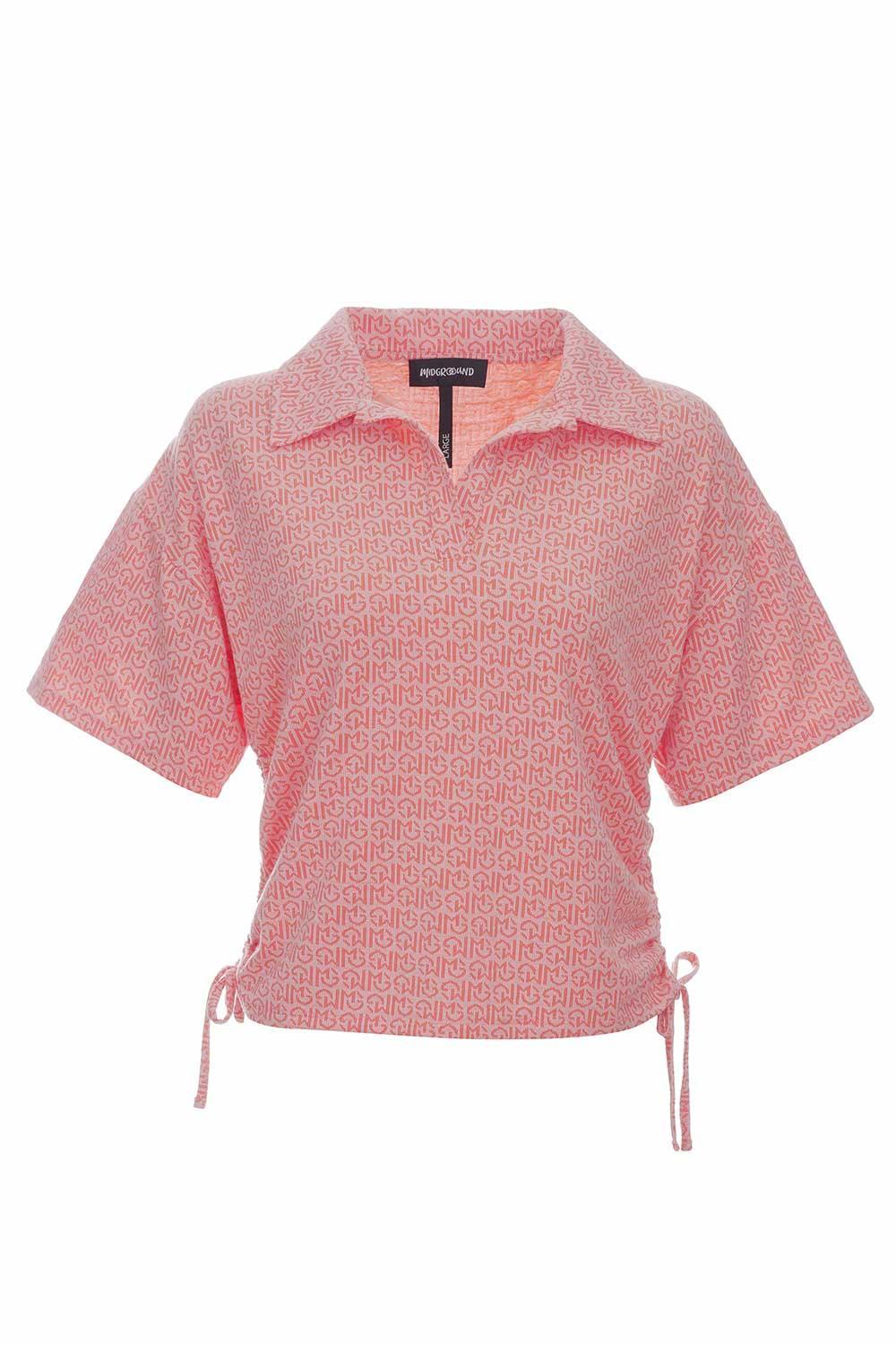Midground-Monogram Yakalı Crop Top-T-Shirts-1-fleurdirect.live