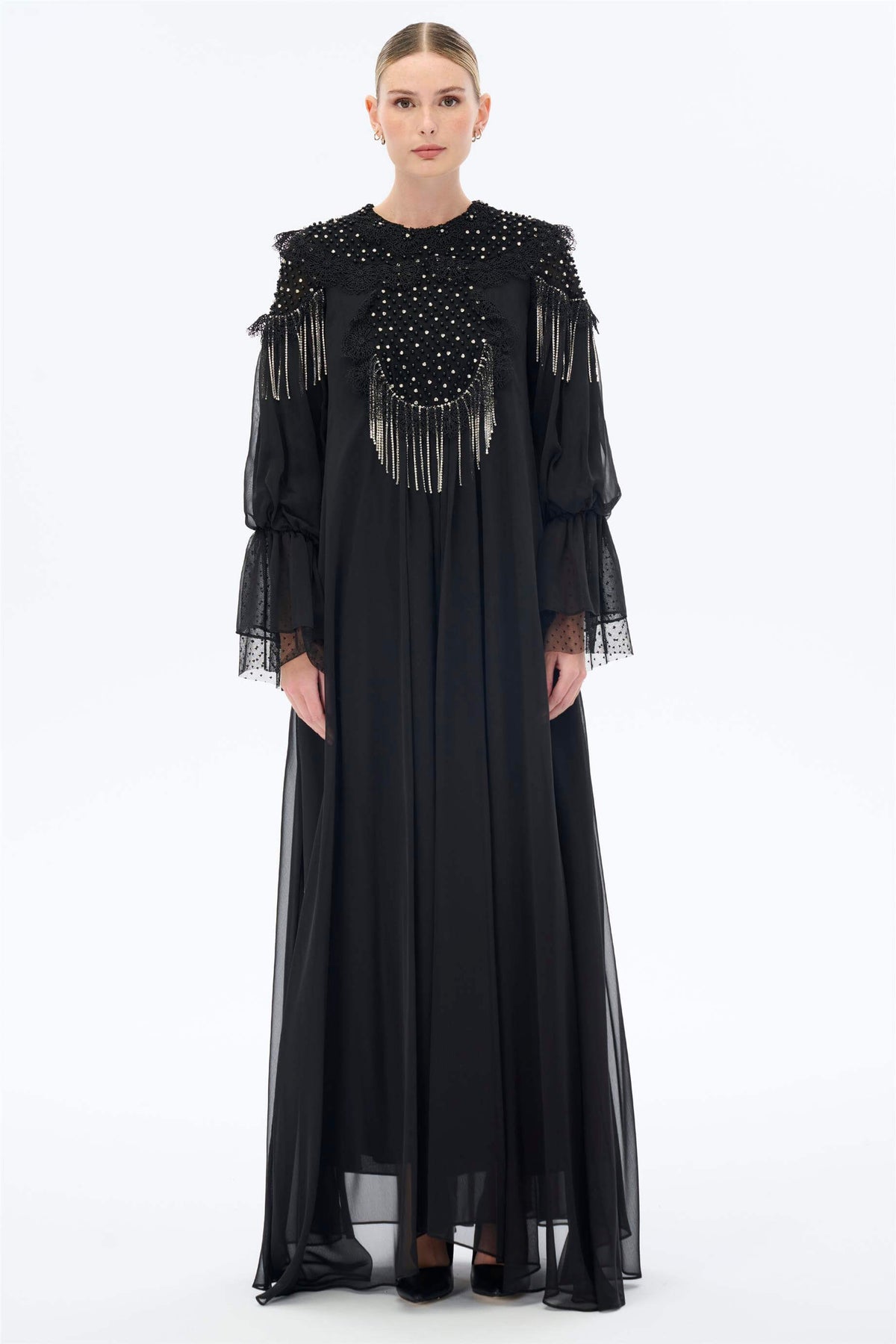 Miha-Taş Ve Dantel İşlemeli̇ Uzun Elbi̇se-Elbise-5-fleurdirect.live