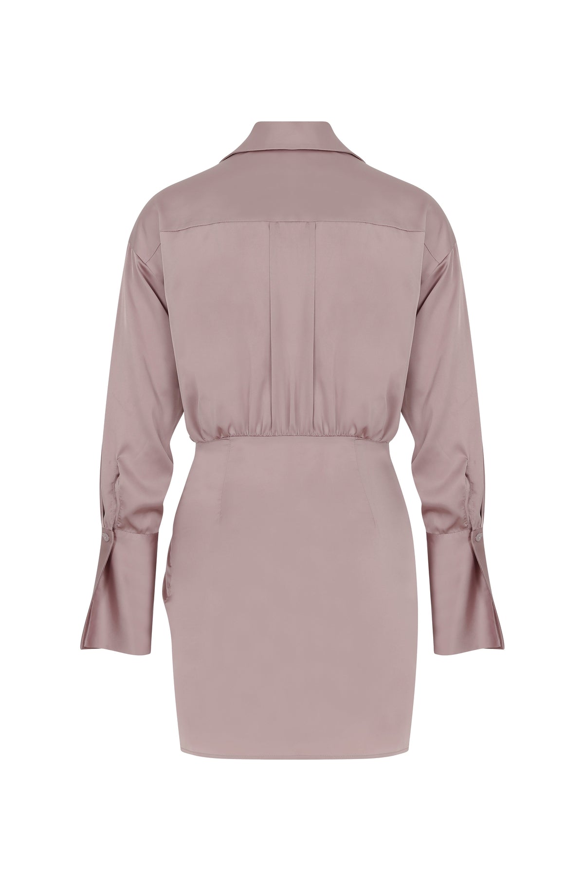 Asymmetrical Satin Shirt Dress