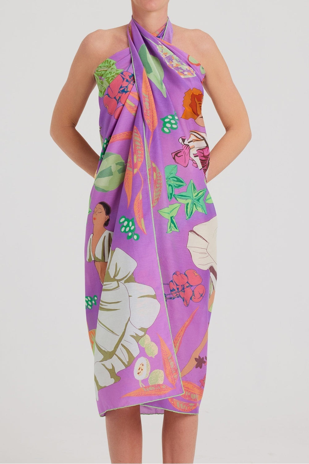 Mokoshe-Saga In Mauritius & Purple And Green-Şal & Fular-1-fleurdirect.live