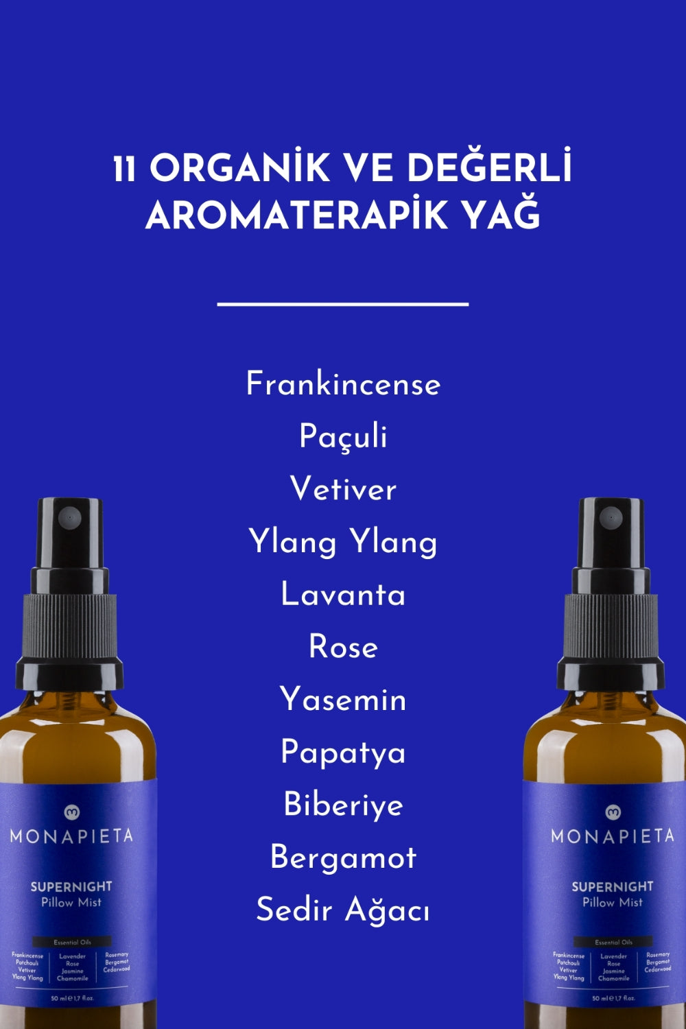 Monapieta-Monapieta Mükemmel Gece Uykusu Yastık Spreyi | Kaliteli & Derin Uyku | 11 Değerli Esansiyel Yağ | 2x50 Ml-Oda Kokusu-5-fleurdirect.live