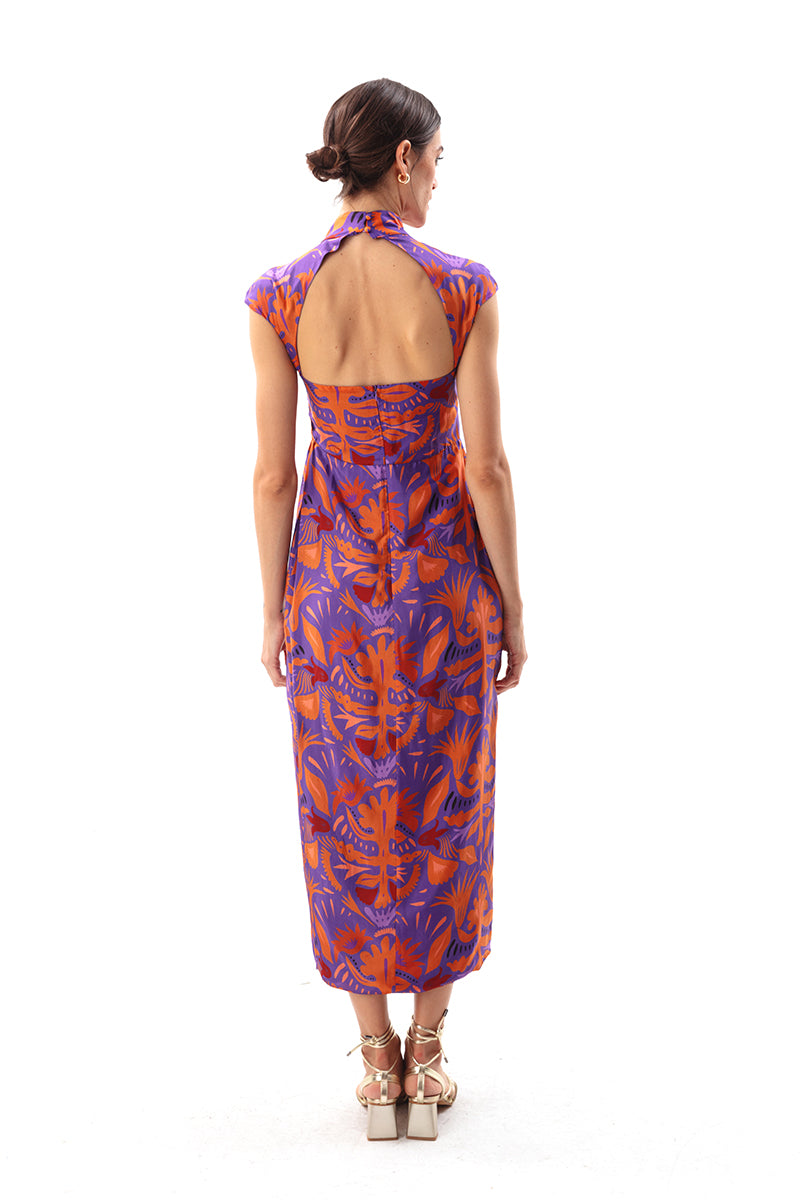 Movom Swimwear-Mauve Maxi Cheongsam Dress-Elbise-5-fleurdirect.live