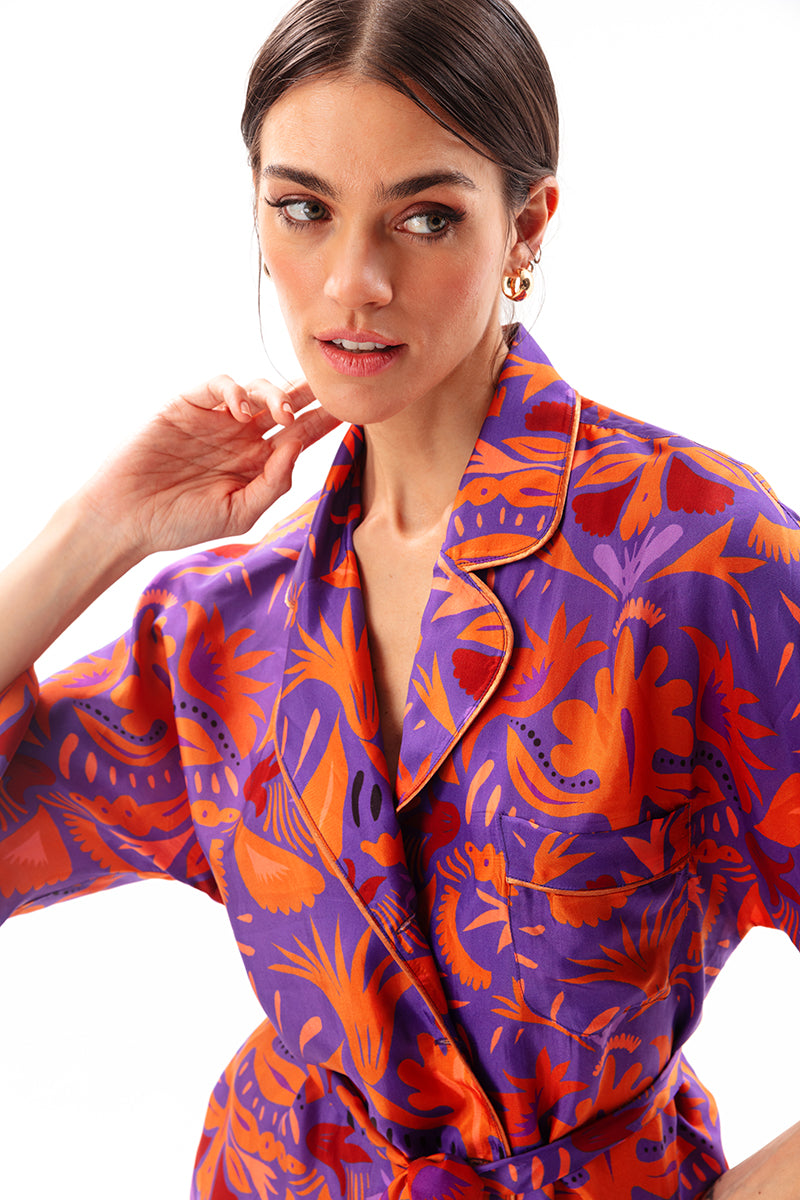 Movom Swimwear-Mauve Pajama Style Shirt-Bluz-1-fleurdirect.live