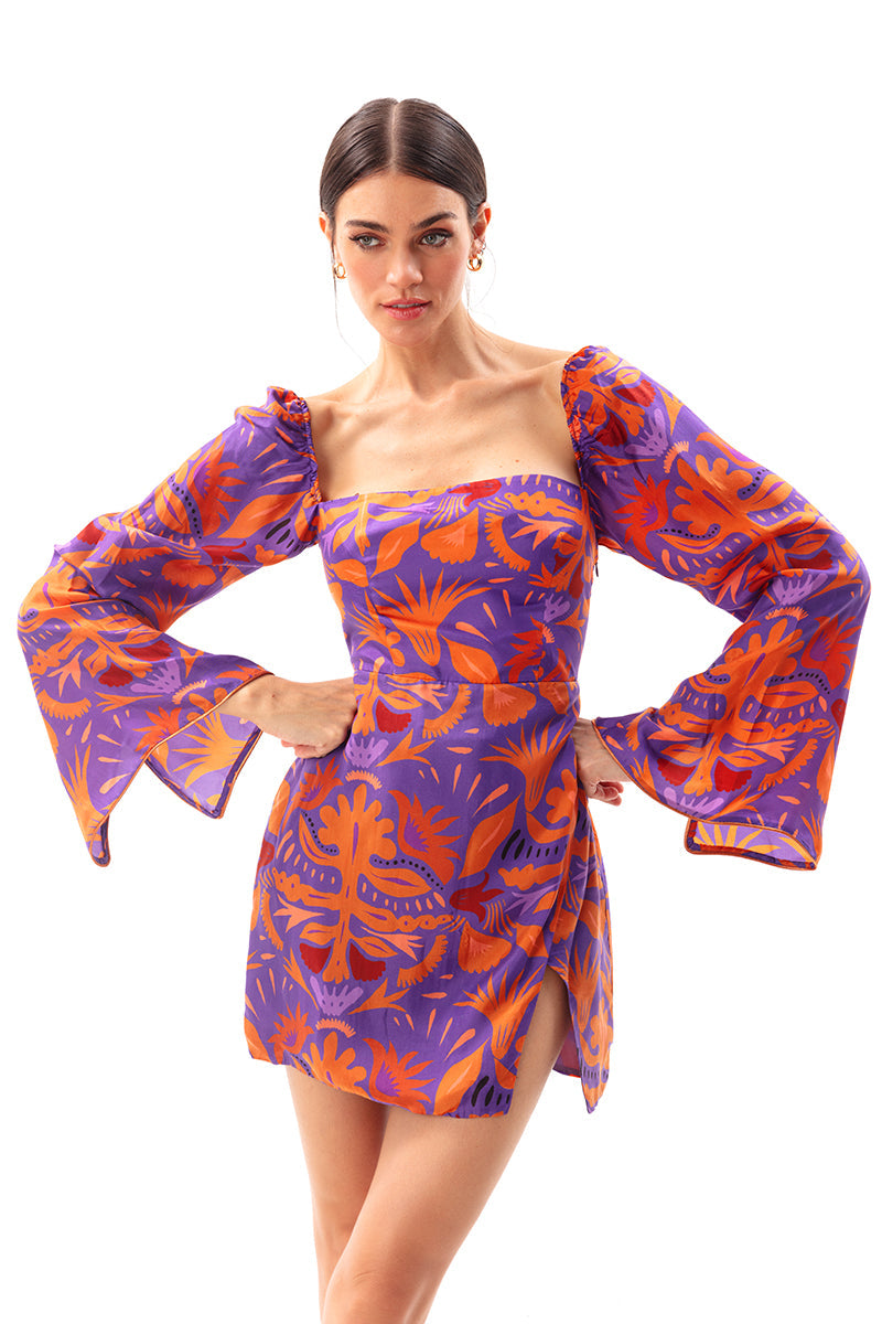 Movom Swimwear-Mauve Square Neck Dress-Elbise-2-fleurdirect.live