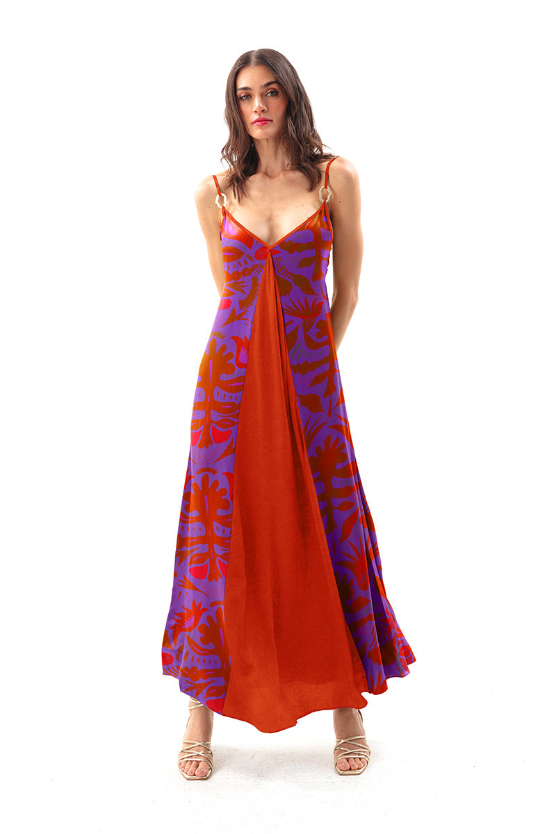 Movom Swimwear-Mauve V Neck Maxi Dress-Elbise-1-fleurdirect.live
