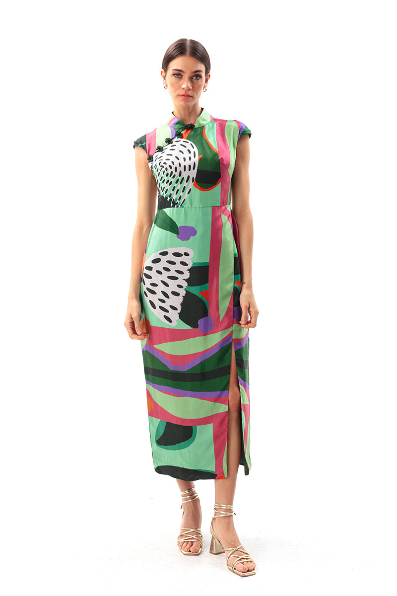Movom Swimwear-Sylvia Maxi Cheongsam Dress-Elbise-1-fleurdirect.live
