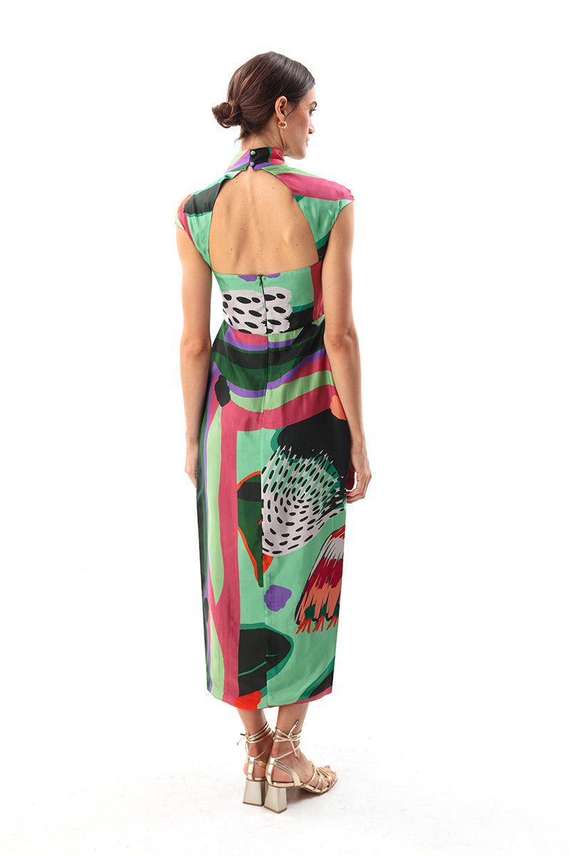 Movom Swimwear-Sylvia Maxi Cheongsam Dress-Elbise-2-fleurdirect.live