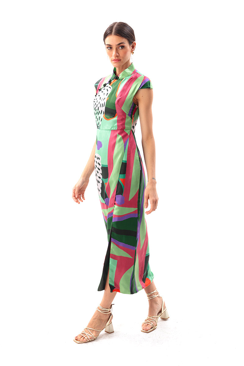 Movom Swimwear-Sylvia Maxi Cheongsam Dress-Elbise-4-fleurdirect.live