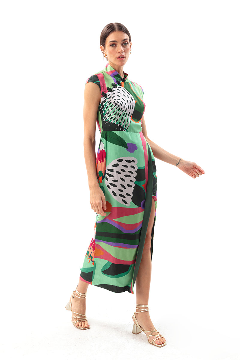 Movom Swimwear-Sylvia Maxi Cheongsam Dress-Elbise-5-fleurdirect.live