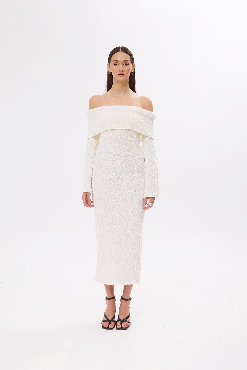 Mozto-Dora Knitted Beige Dress-Elbise-3-fleurdirect.live