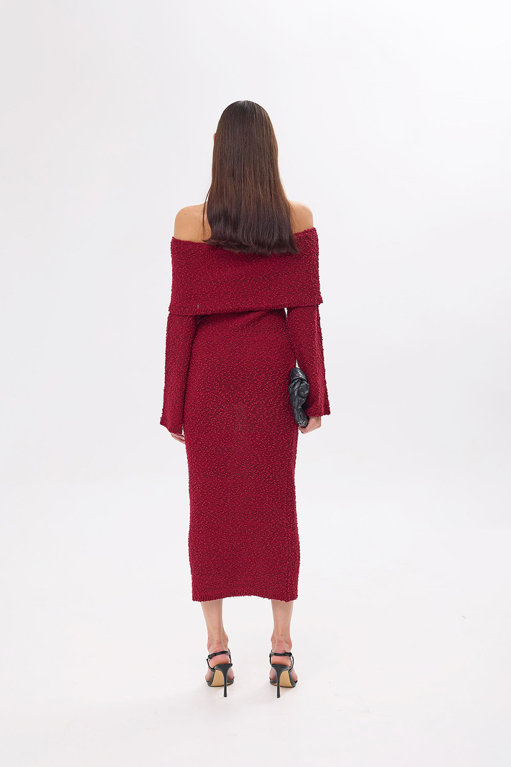 Mozto-Dora Knitted Burgundy Dress-Elbise-2-fleurdirect.live