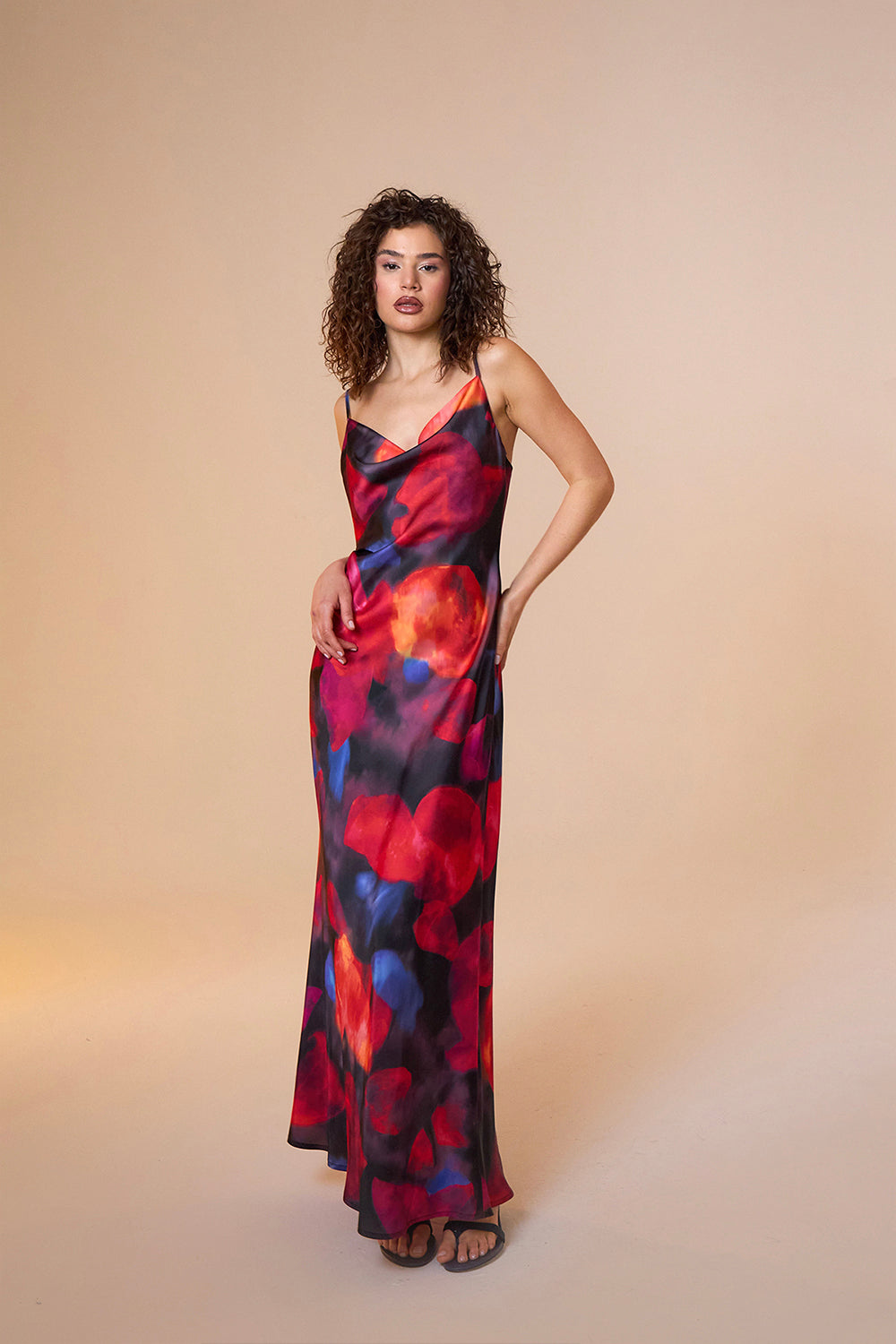 Mozto-Jace Satin Multicolor Print Maxi Slip Dress-Elbise-2-fleurdirect.live