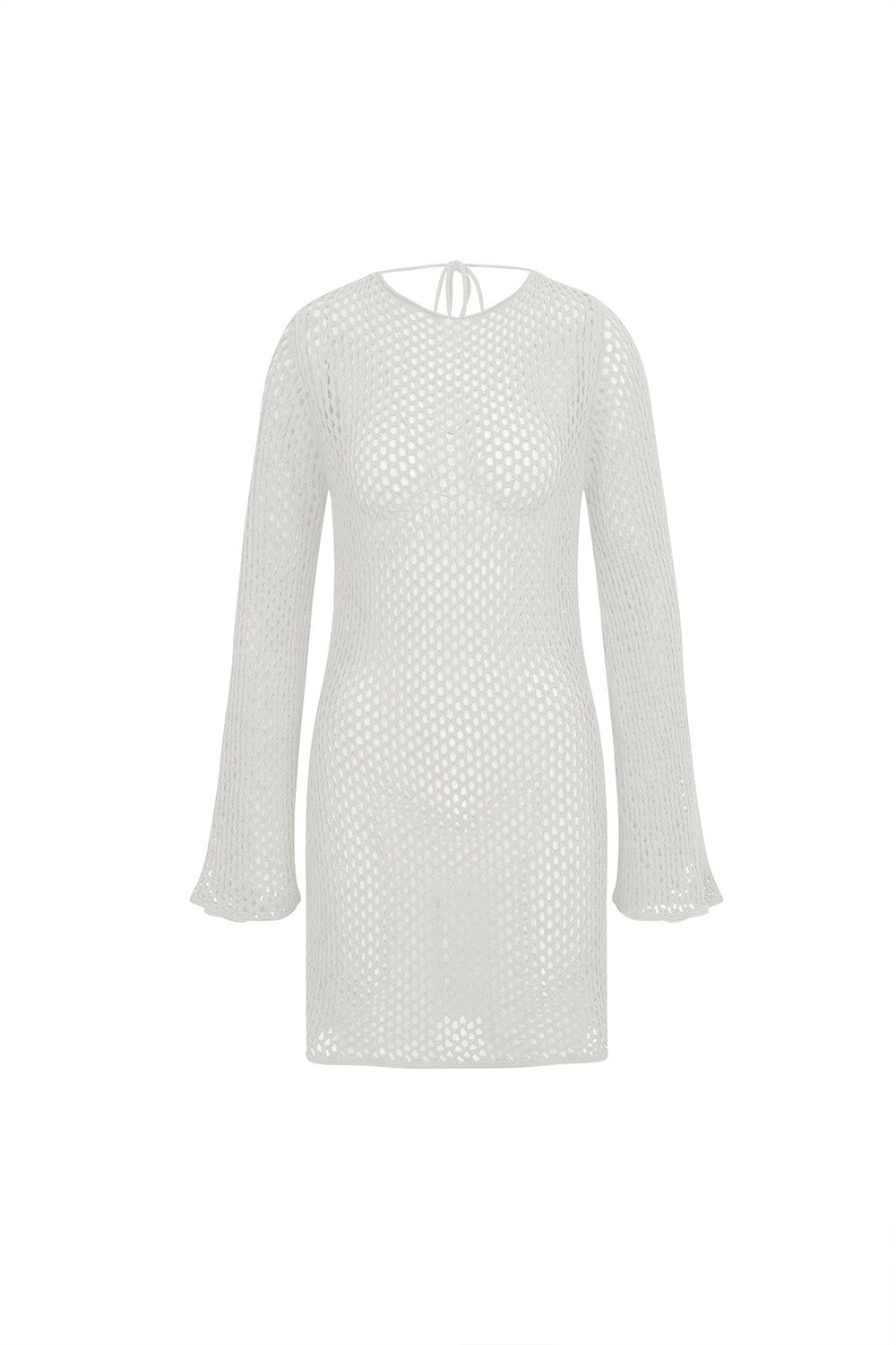Mozto-Luna Knitted White Mini Beach Dress-Elbise-5-fleurdirect.live