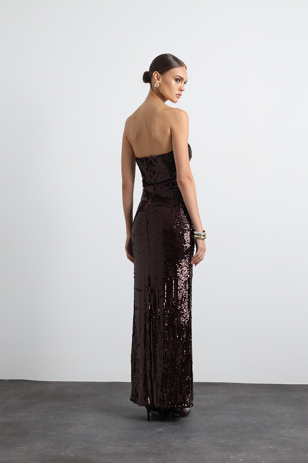 Marisse Straplez Payet Bordo Maxi Elbise - 9