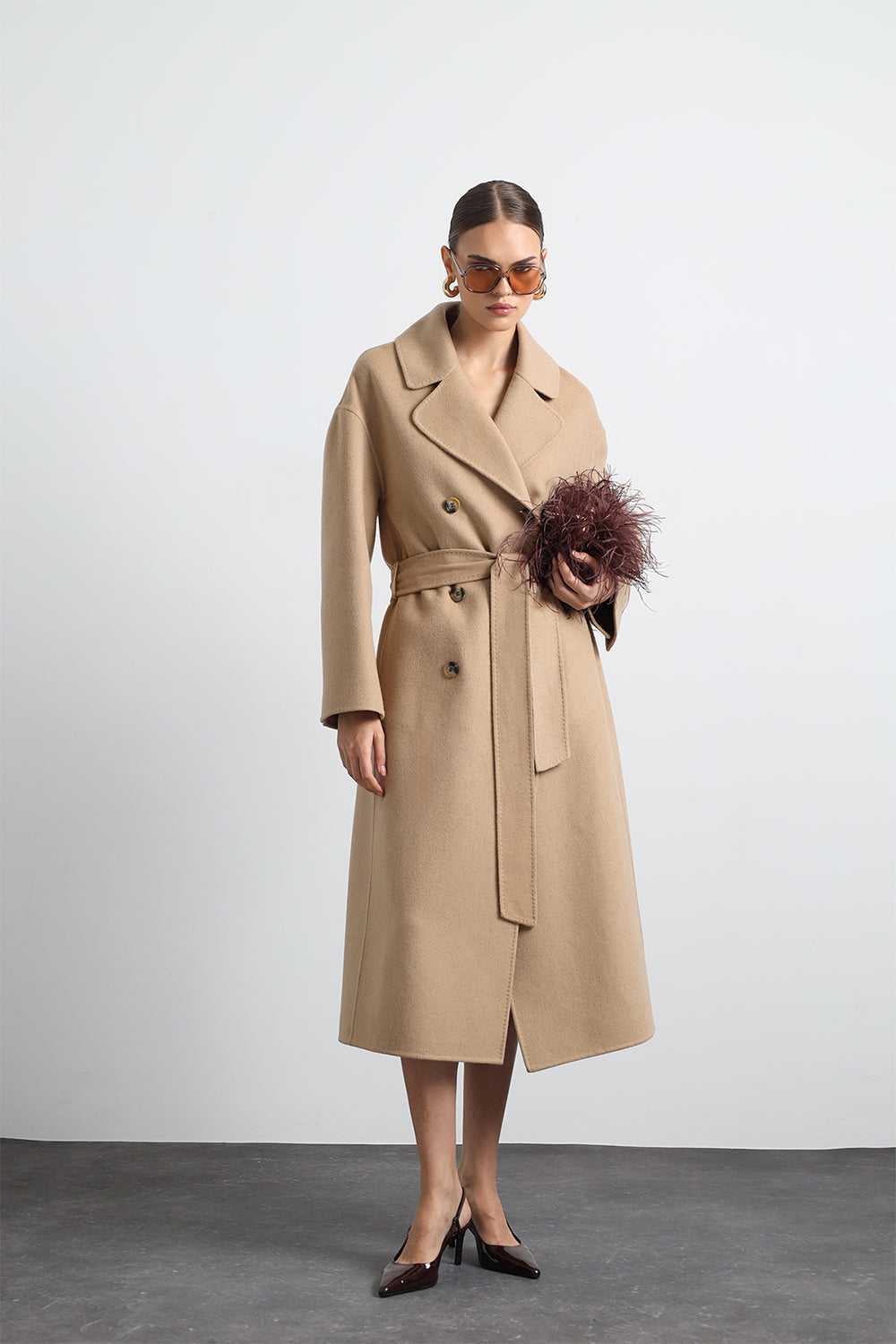 Maxin %100 Yün Camel Maxi Kaban - 0