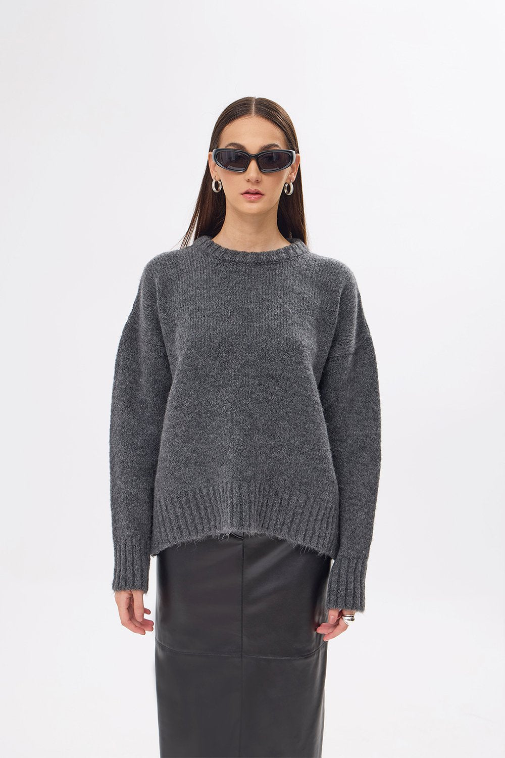 Mozto-Whitney Grey Oversize Kazak-Kazak & Triko-1-fleurdirect.live
