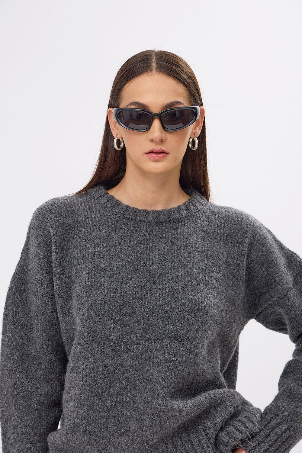Mozto-Whitney Grey Oversize Kazak-Kazak & Triko-2-fleurdirect.live