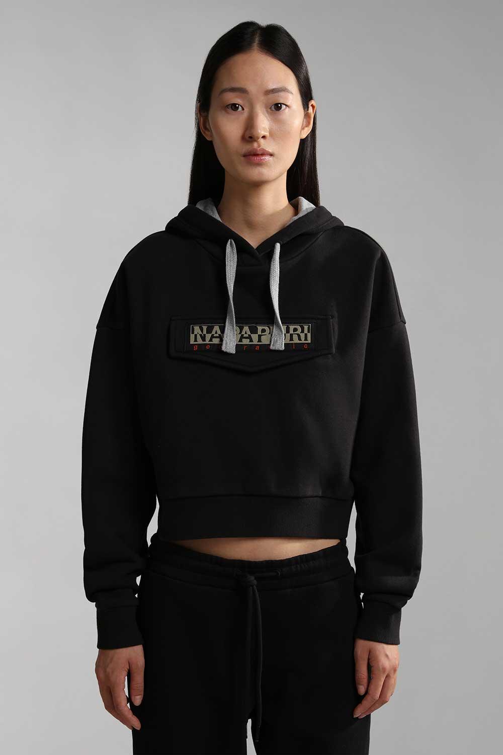 Napapijri-Burgee Crop Woman Black-Sweatshirts & Hoodies-1-fleurdirect.live
