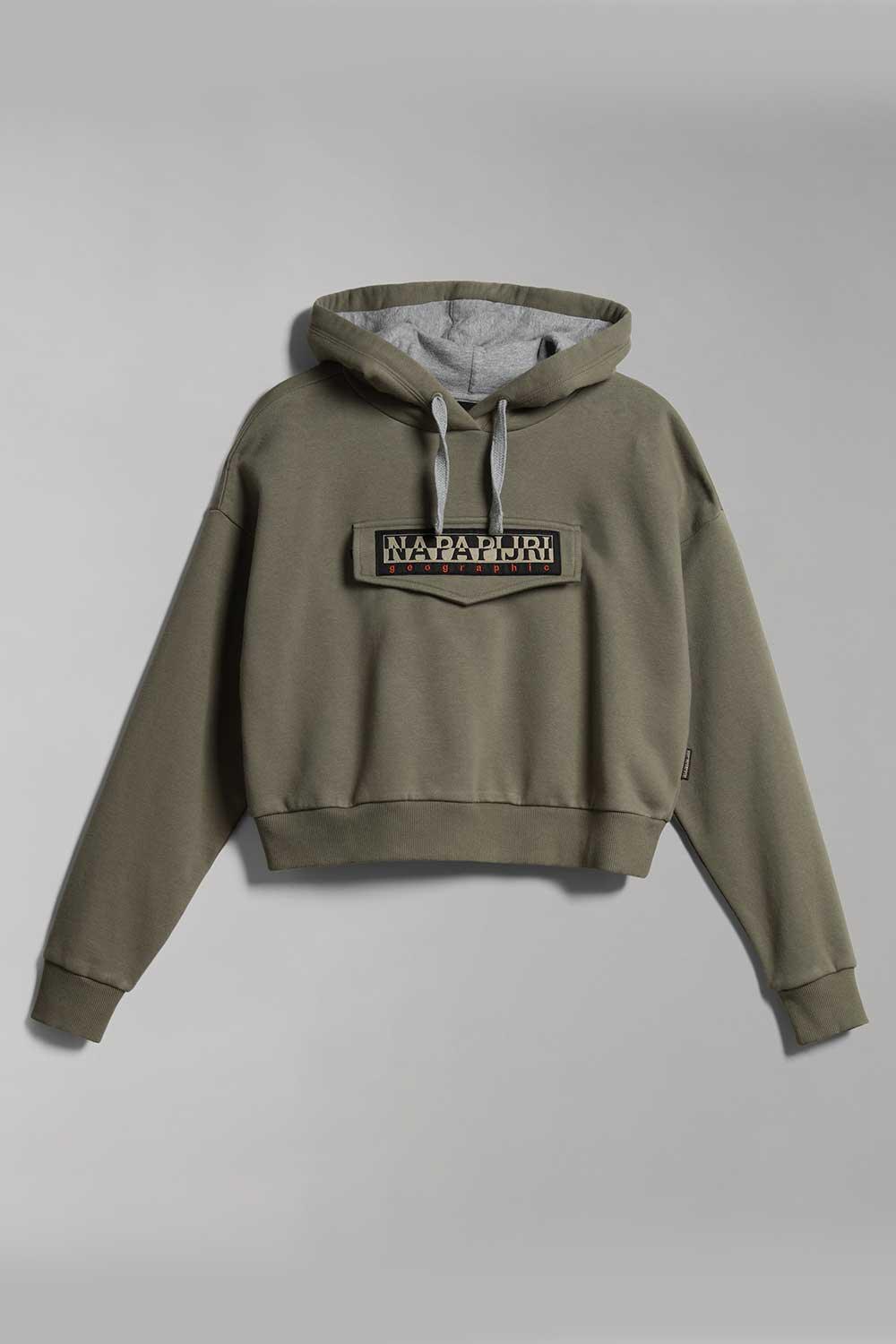 Napapijri-Burgee Crop Woman Green Lichen-Sweatshirts & Hoodies-5-fleurdirect.live