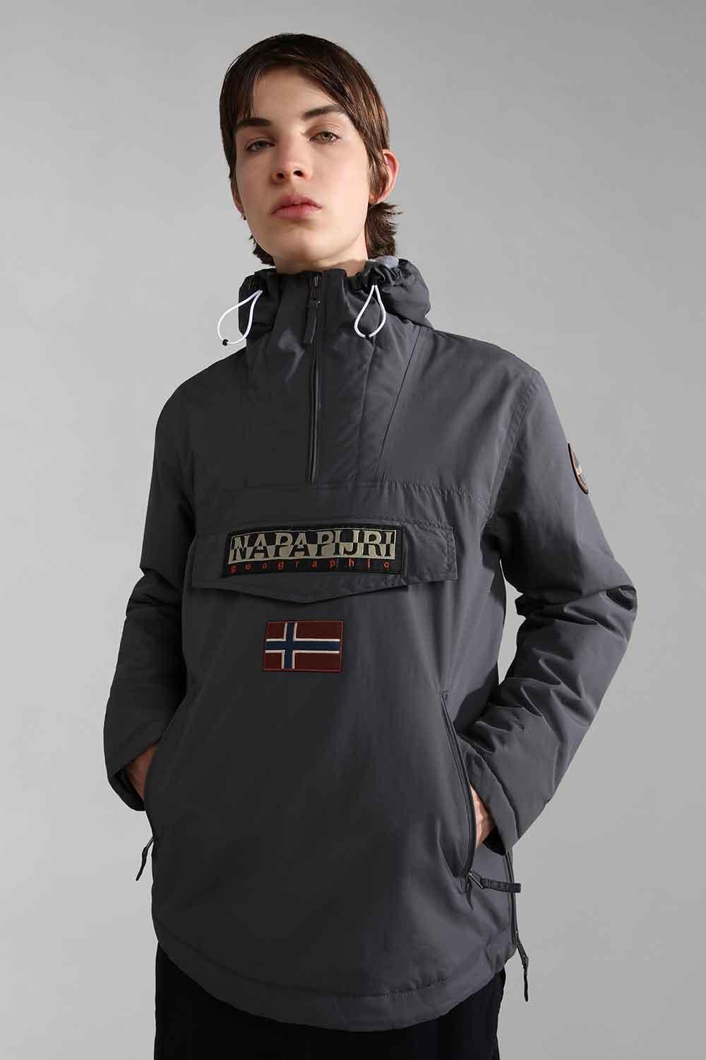 Napapijri-Rainforest Pocket 2 Dark Grey Solid-Yağmurluk-11-fleurdirect.live