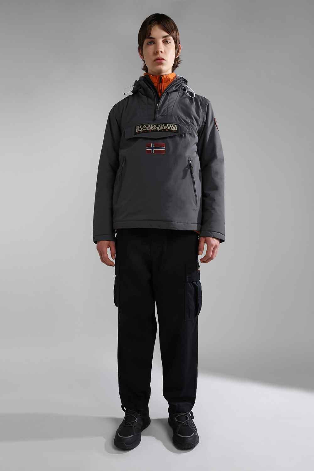 Napapijri-Rainforest Pocket 2 Dark Grey Solid-Yağmurluk-2-fleurdirect.live