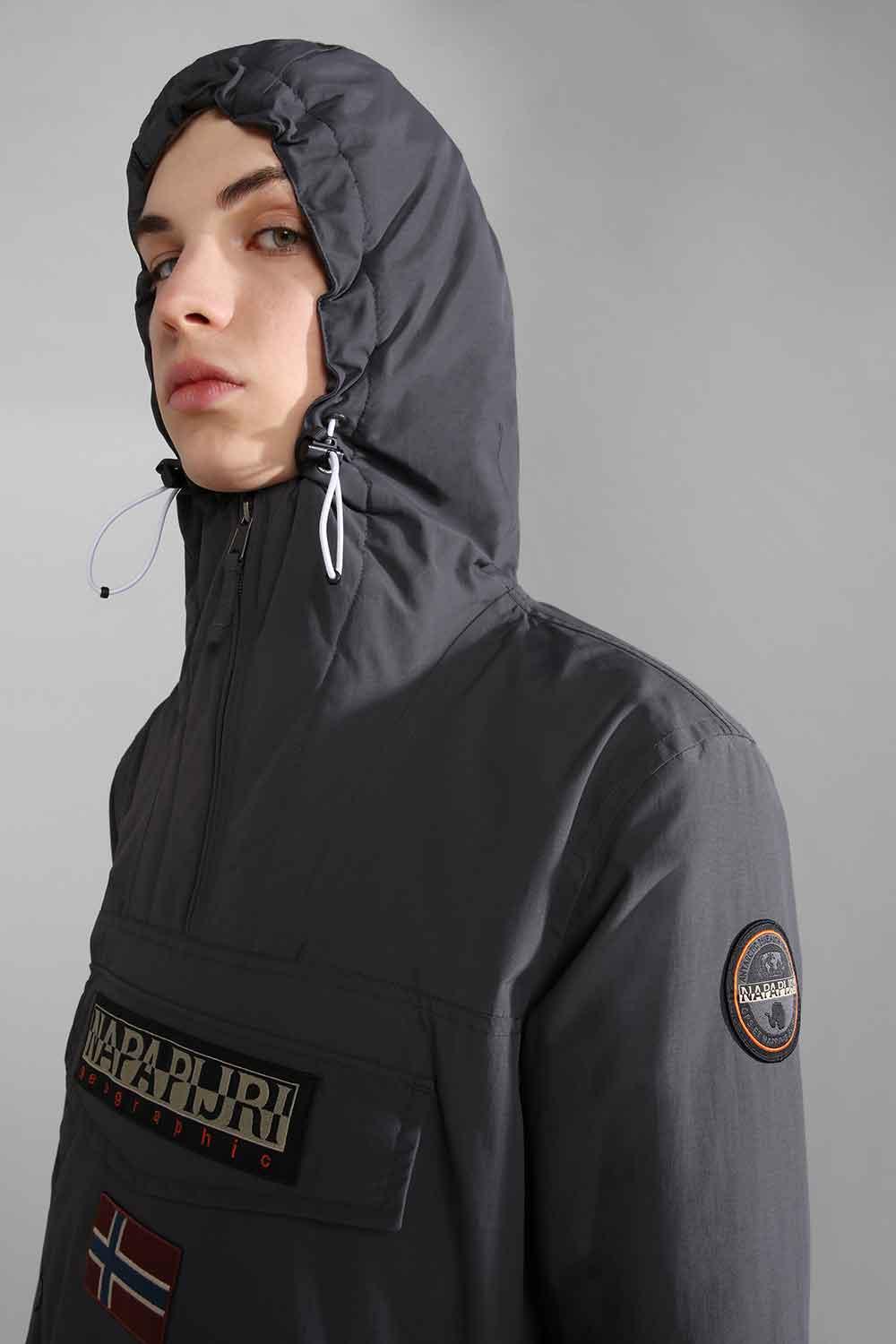 Napapijri-Rainforest Pocket 2 Dark Grey Solid-Yağmurluk-4-fleurdirect.live