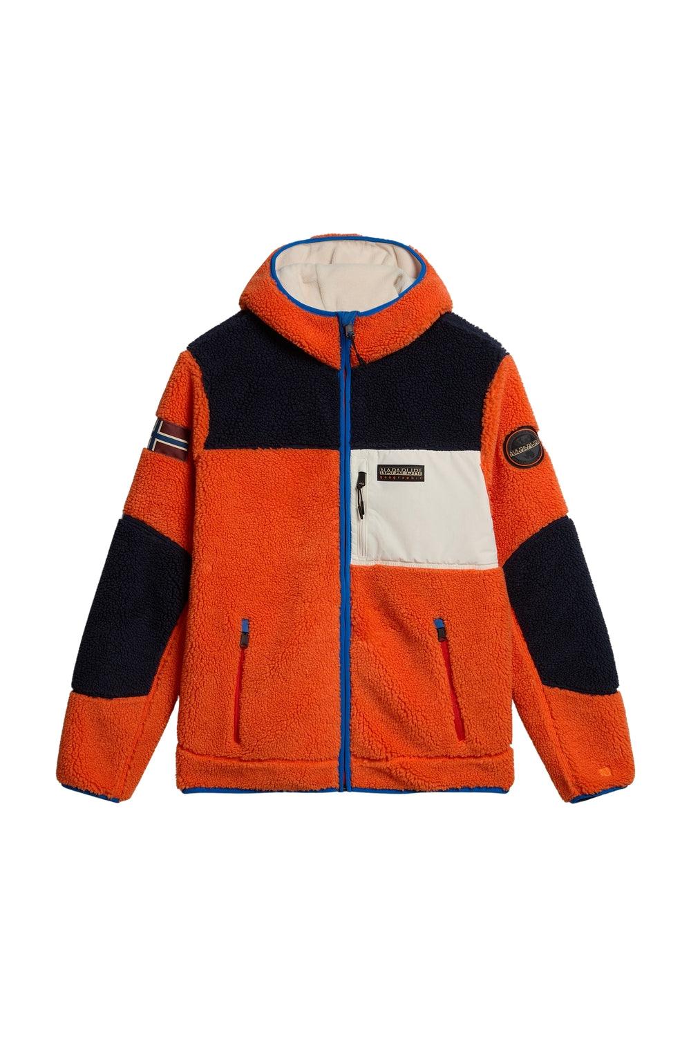 Napapijri-Yupik Full Zip Hoodie 3 Orange Red-Sweatshirts & Hoodies-1-fleurdirect.live