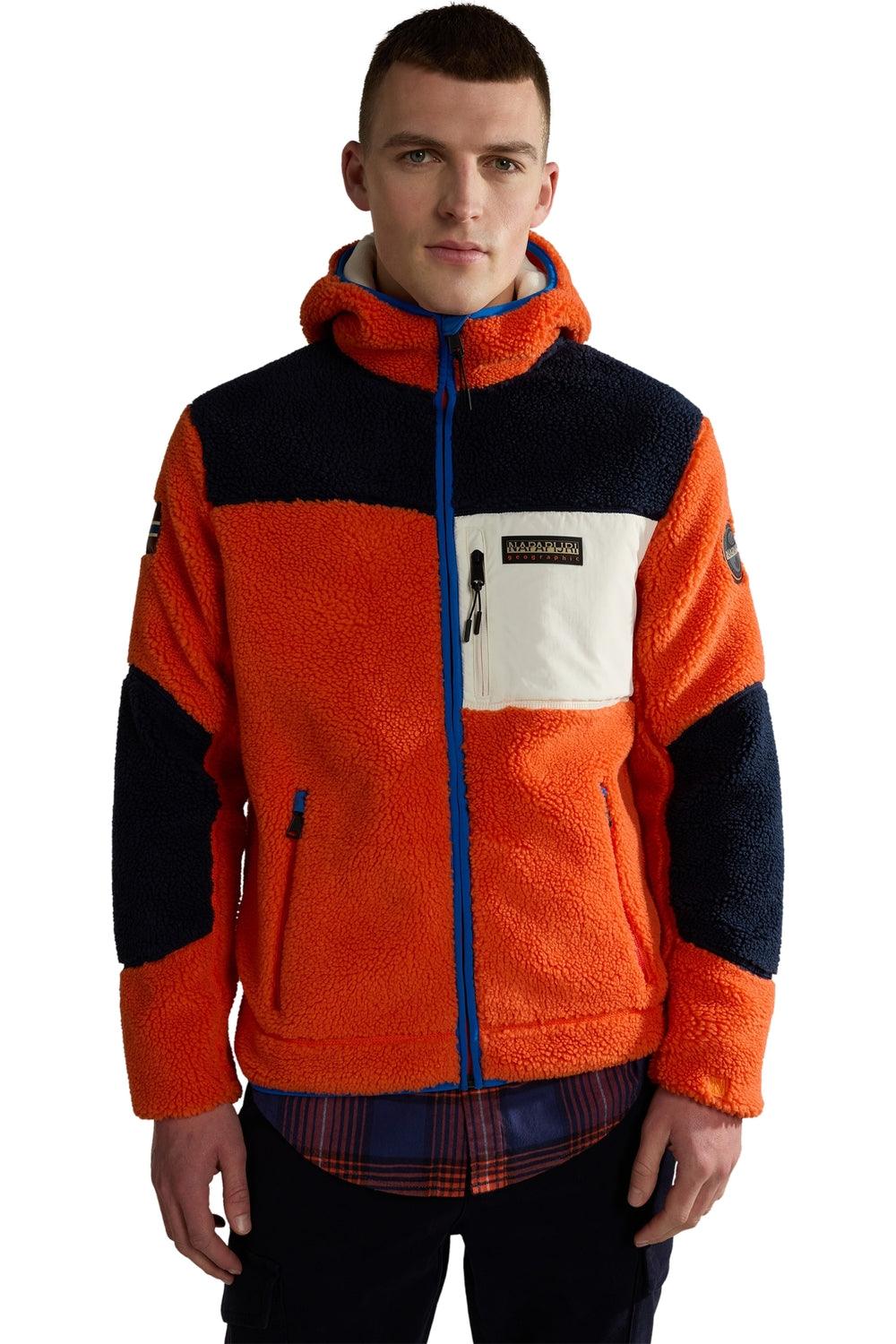Napapijri-Yupik Full Zip Hoodie 3 Orange Red-Sweatshirts & Hoodies-3-fleurdirect.live