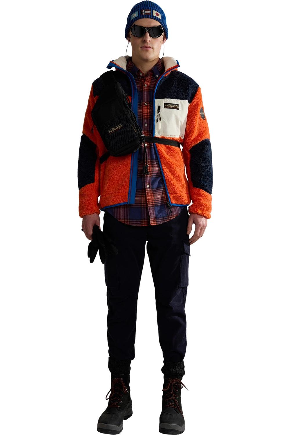 Napapijri-Yupik Full Zip Hoodie 3 Orange Red-Sweatshirts & Hoodies-5-fleurdirect.live