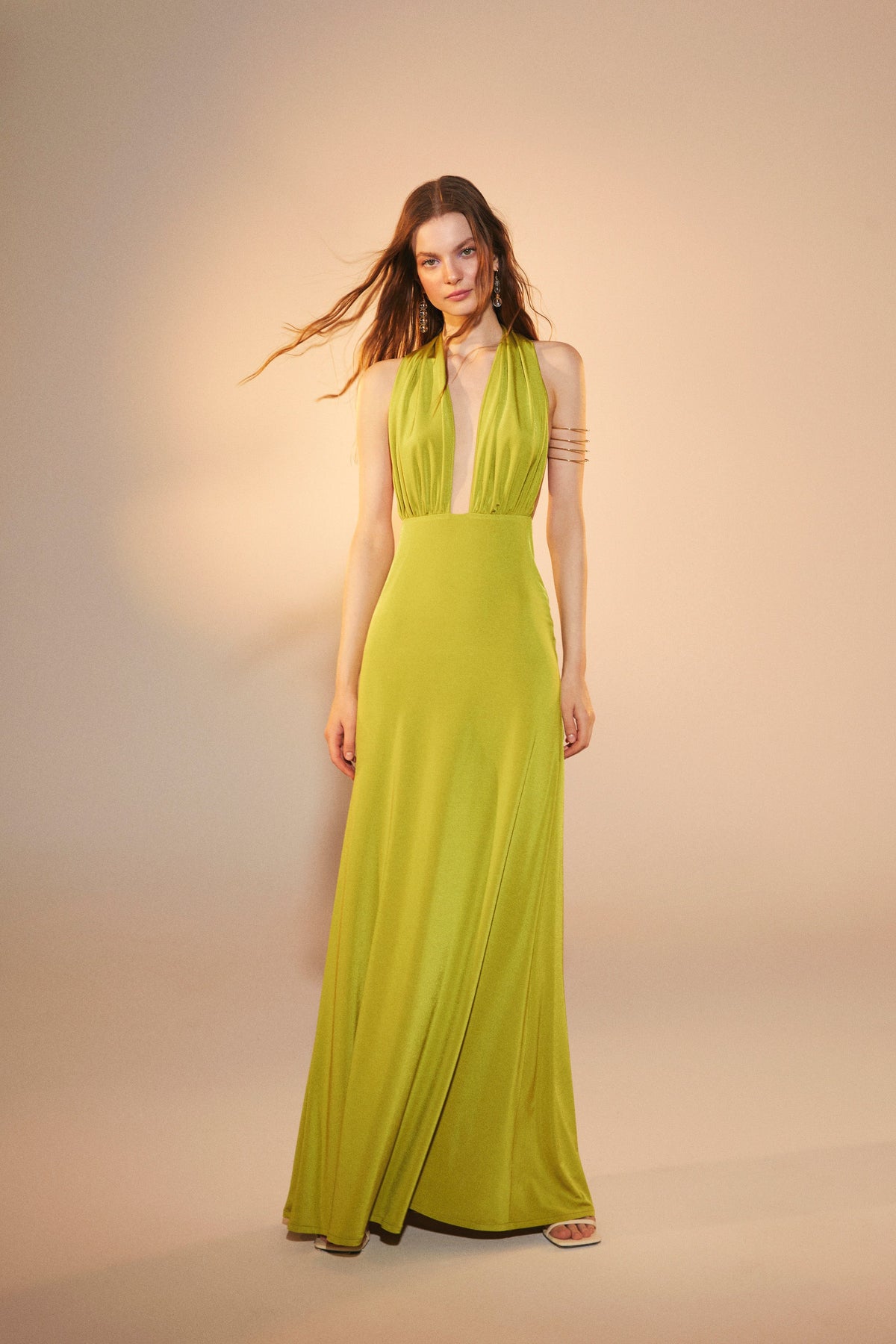 Nazlı Ceren-Ines Jarse Elbise Green Glow-Elbise-3-fleurdirect.live