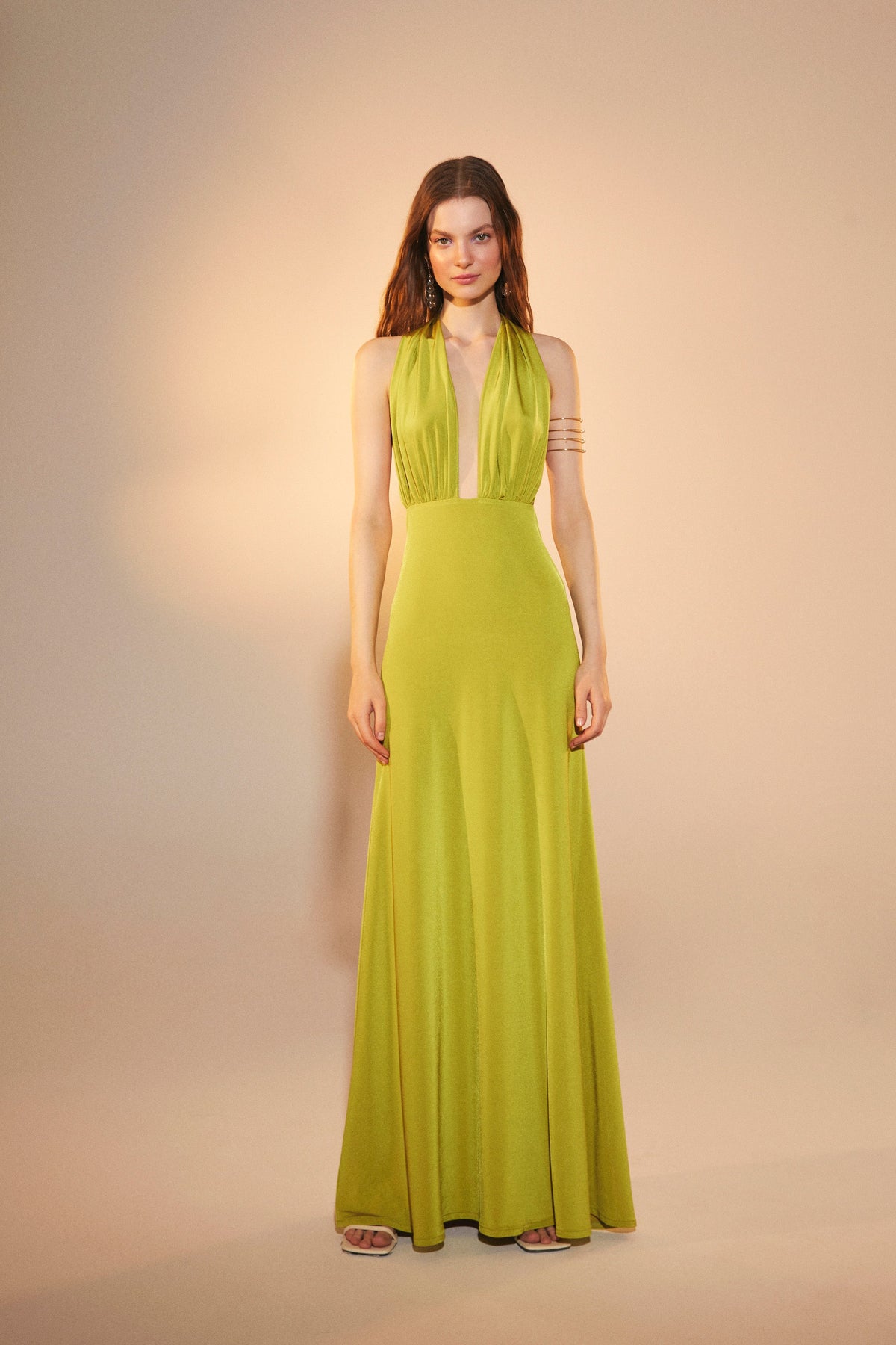 Nazlı Ceren-Ines Jarse Elbise Green Glow-Elbise-4-fleurdirect.live