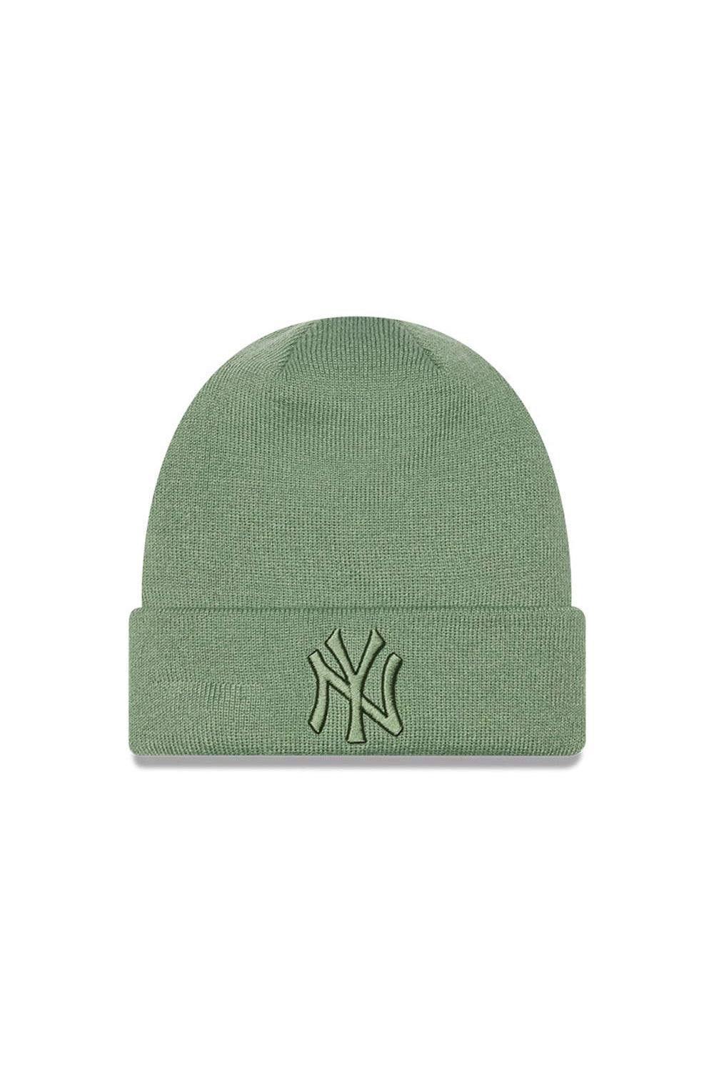 New Era-New York Yankees League Essential Womens Green Beanie Hat-Bere-1-fleurdirect.live