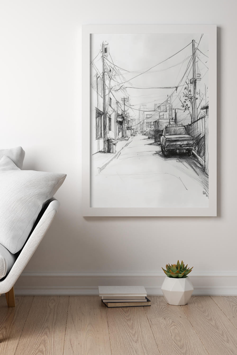 Nord Design-Kara Kalem Seri̇si̇ Çerçeveli̇ Tablo - Cadde-Tablo-3-fleurdirect.live