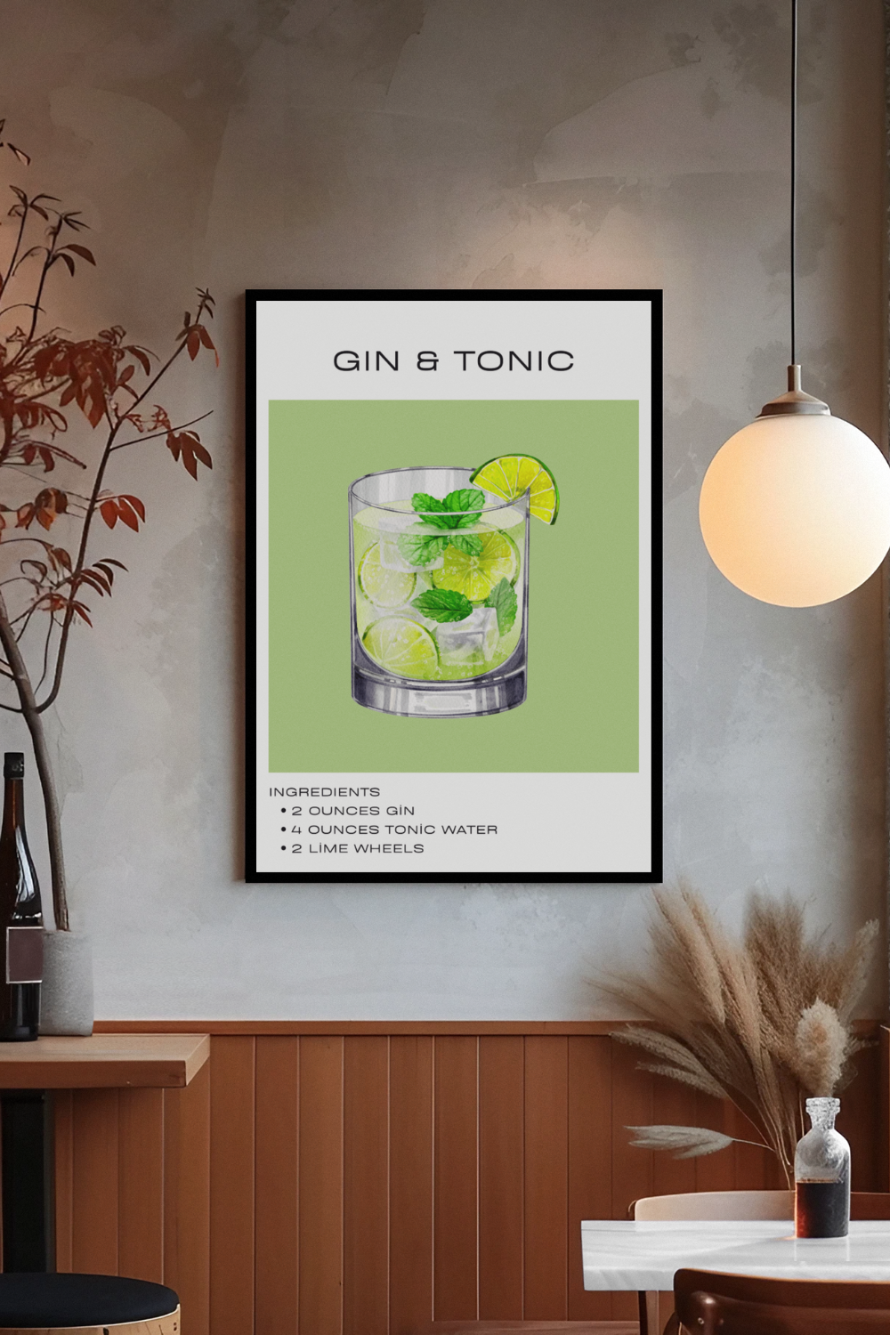 Nord Design-Kokteyl Serisi Çerçeveli Tablo - Gin & Tonic-Tablo-2-fleurdirect.live