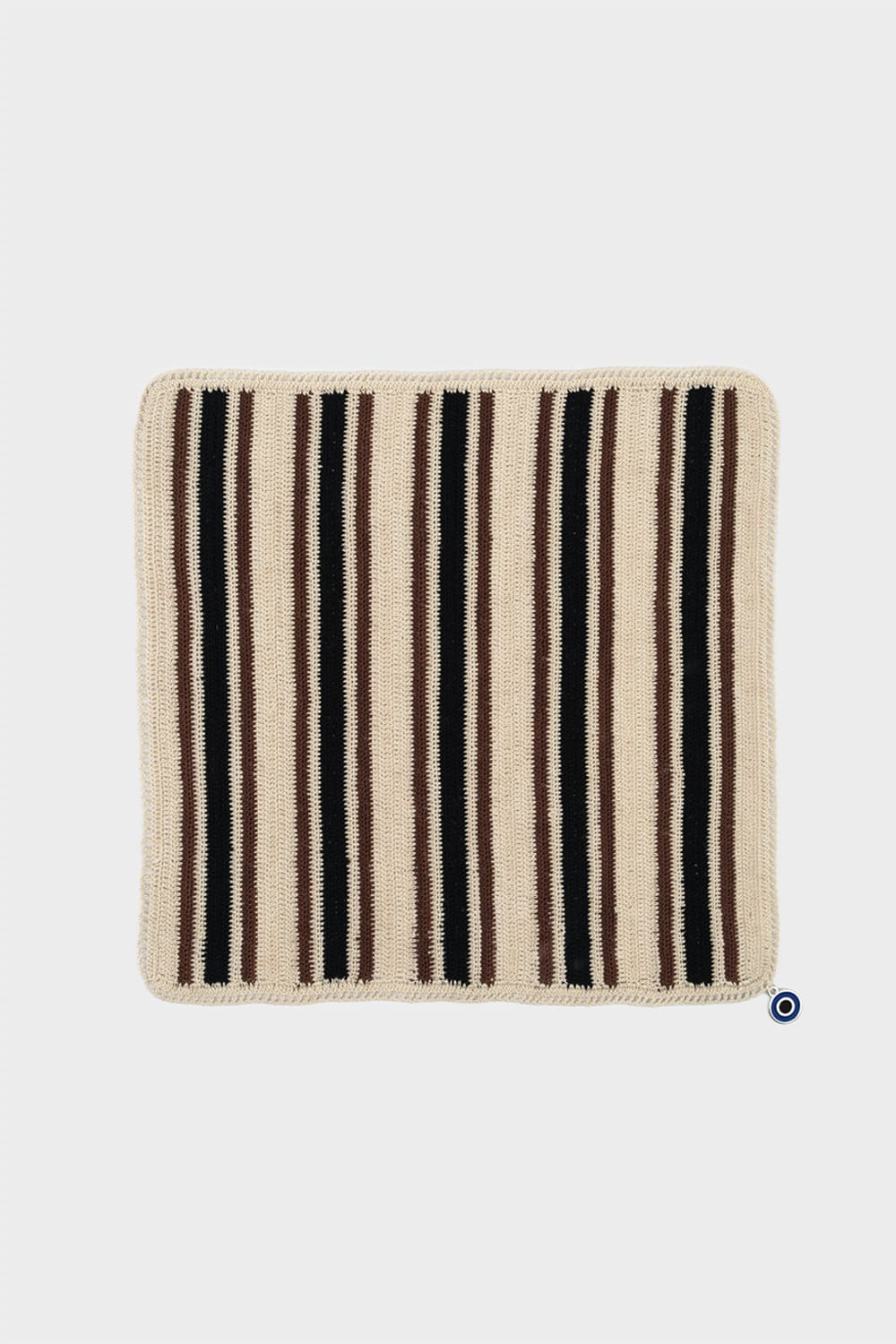 OHM Handmade-Bej Kahverengi Siyah Stripes El İşi Dantel Örtü-Dantel Örtüler-1-fleurdirect.live