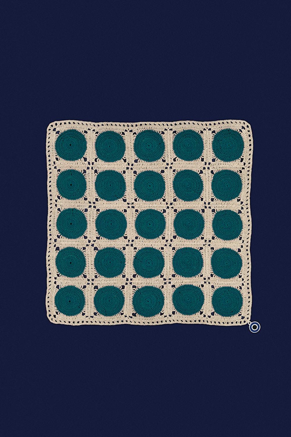 OHM Handmade-Bej Yeşil Dots El İşi Dantel Örtü-Dantel Örtüler-1-fleurdirect.live