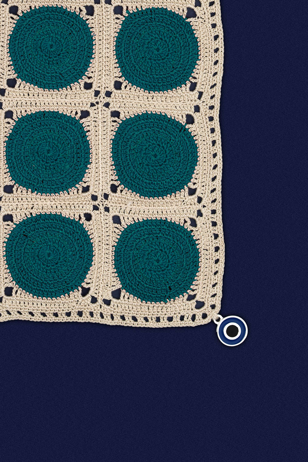 OHM Handmade-Bej Yeşil Dots El İşi Dantel Örtü-Dantel Örtüler-2-fleurdirect.live