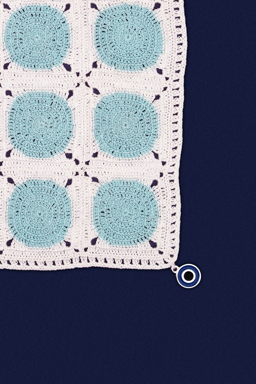 OHM Handmade-Beyaz Mavi Dots El İşi Dantel Örtü-Dantel Örtüler-2-fleurdirect.live