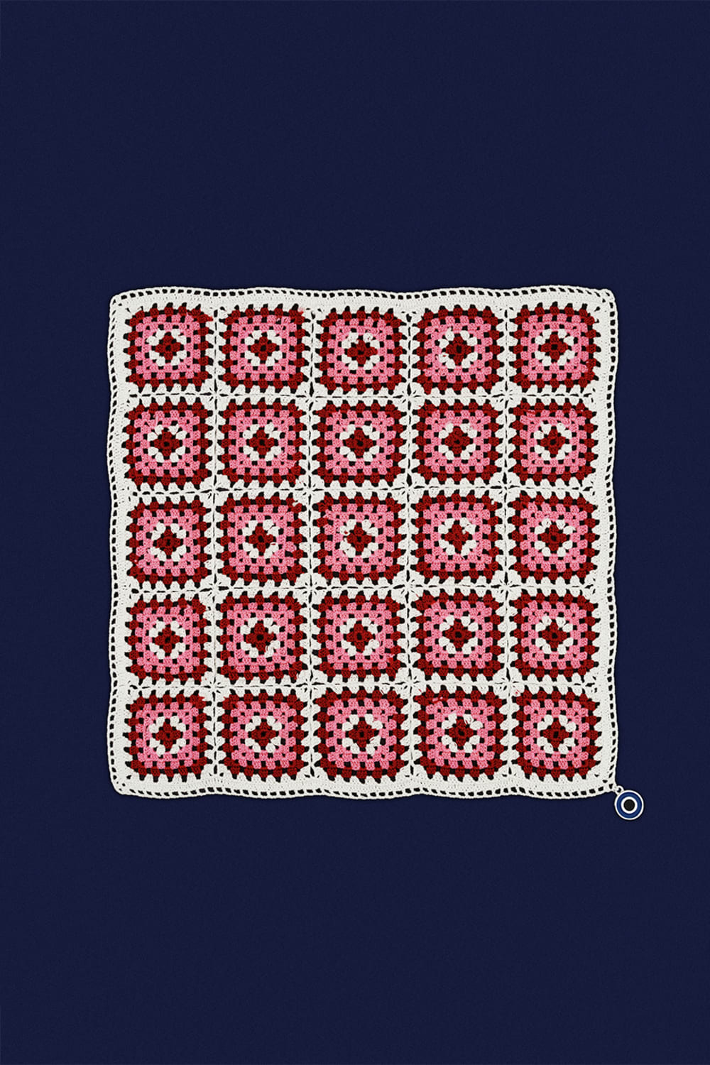 OHM Handmade-Beyaz Pembe Kırmızı Granny El İşi Dantel Örtü-Dantel Örtüler-1-fleurdirect.live