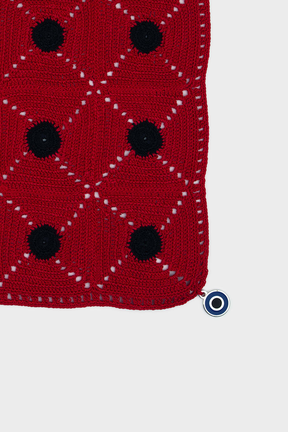 OHM Handmade-Kırmızı Siyah Tiny Dots El İşi Dantel Örtü-Dantel Örtüler-2-fleurdirect.live
