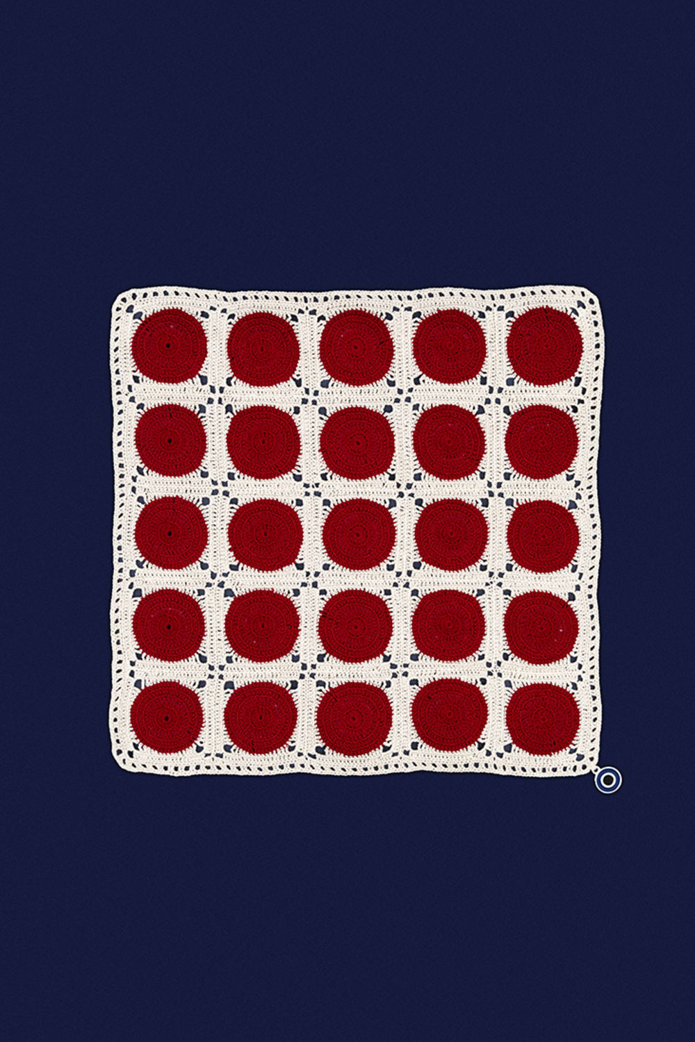 OHM Handmade-Krem Kırmızı Dots El İşi Dantel Örtü-Dantel Örtüler-1-fleurdirect.live
