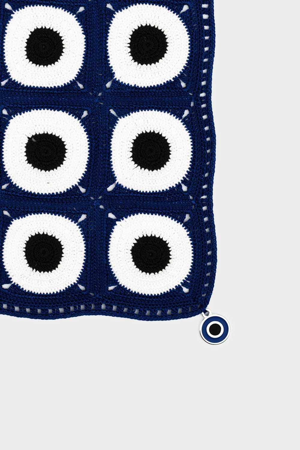 OHM Handmade-Lacivert Beyaz Siyah Evil Eye El İşi Dantel Örtü-Dantel Örtüler-2-fleurdirect.live