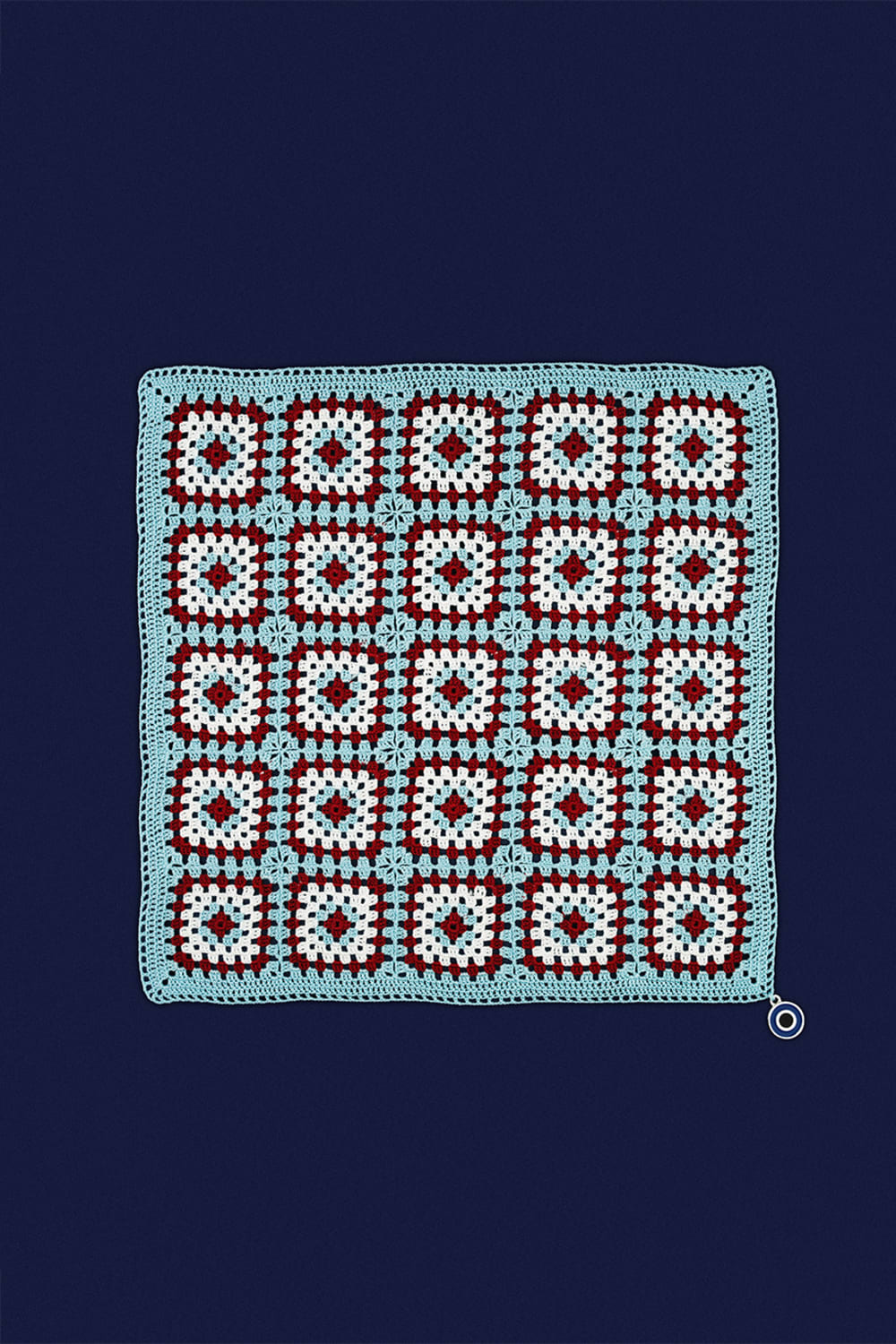 OHM Handmade-Mavi Kırmızı Beyaz Granny El İşi Dantel Örtü-Dantel Örtüler-1-fleurdirect.live