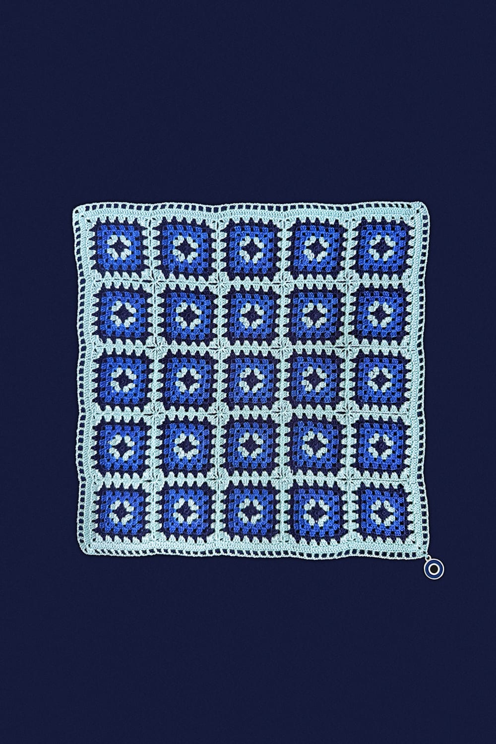 OHM Handmade-Mavi Saks Lacivert Granny El İşi Dantel Örtü-Dantel Örtüler-1-fleurdirect.live
