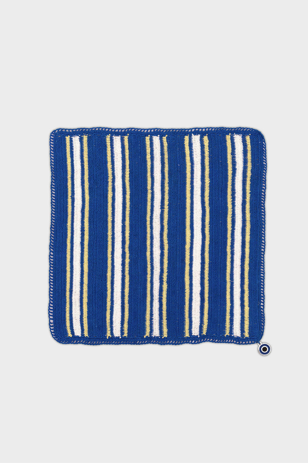 OHM Handmade-Mavi Sarı Krem Stripes El İşi Dantel Örtü-Dantel Örtüler-1-fleurdirect.live