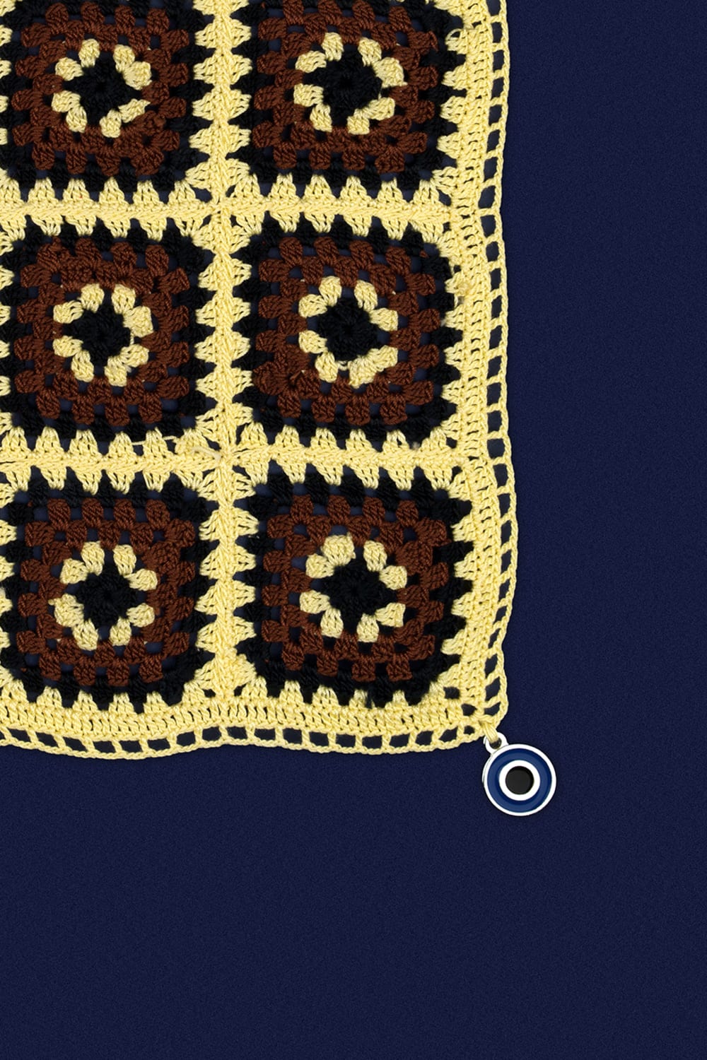 OHM Handmade-Sarı Siyah Kahverengi Granny El İşi Dantel Örtü-Dantel Örtüler-2-fleurdirect.live