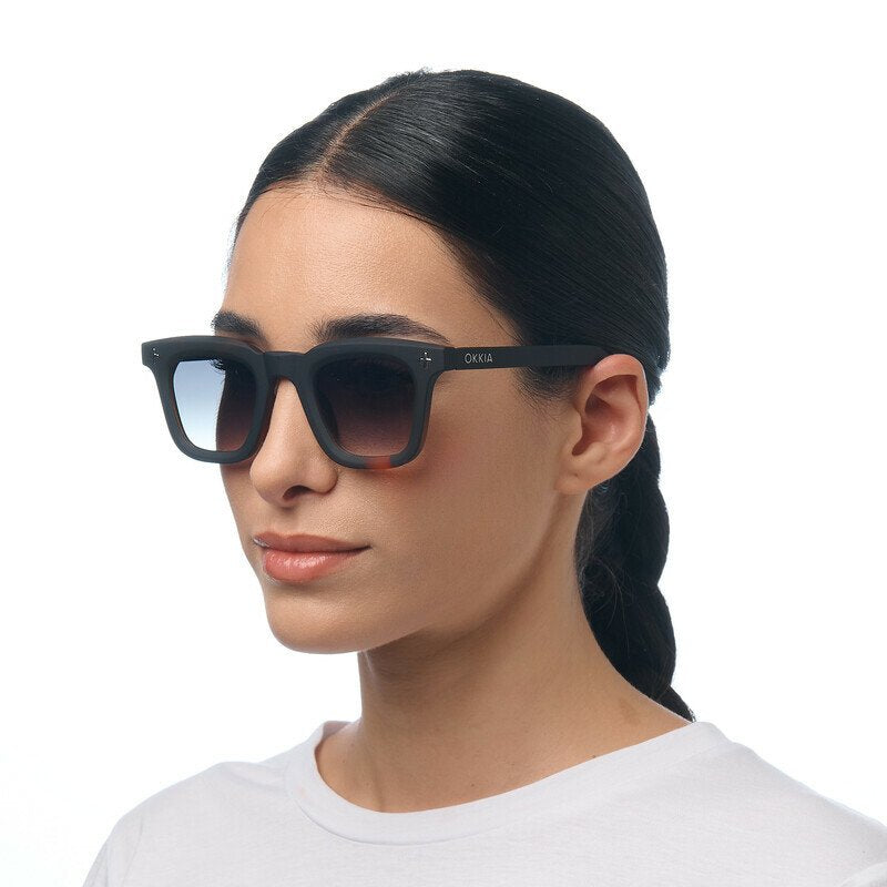 Okkia Firenze Unisex Güneş Gözlüğü Siyah Havana / Lens: Yeşil Gradyan